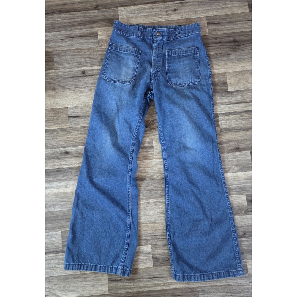 Vintage US Navy Seafarer Bell Bottom Jeans 80s Denim Dungarees Flare Sailor